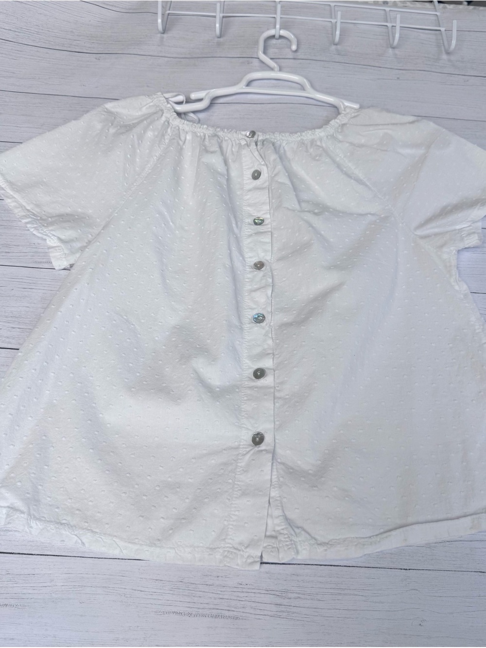 Terzo Millennio Made in Italy White Swiss Dot Cotton Peasant Blouse Medium - Picture 4 of 10